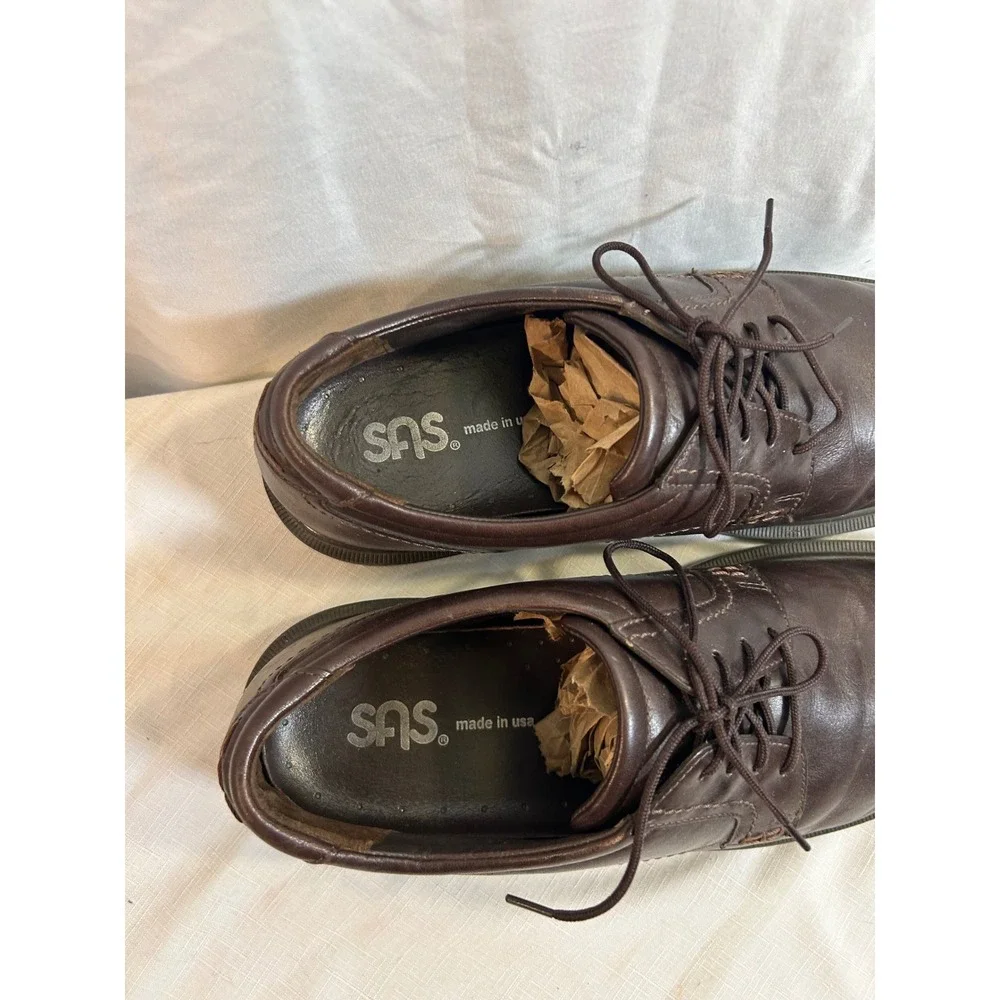 SAS Oxford Shoes 12 N Brown Leather Lace Up Tripad Comfort Mens